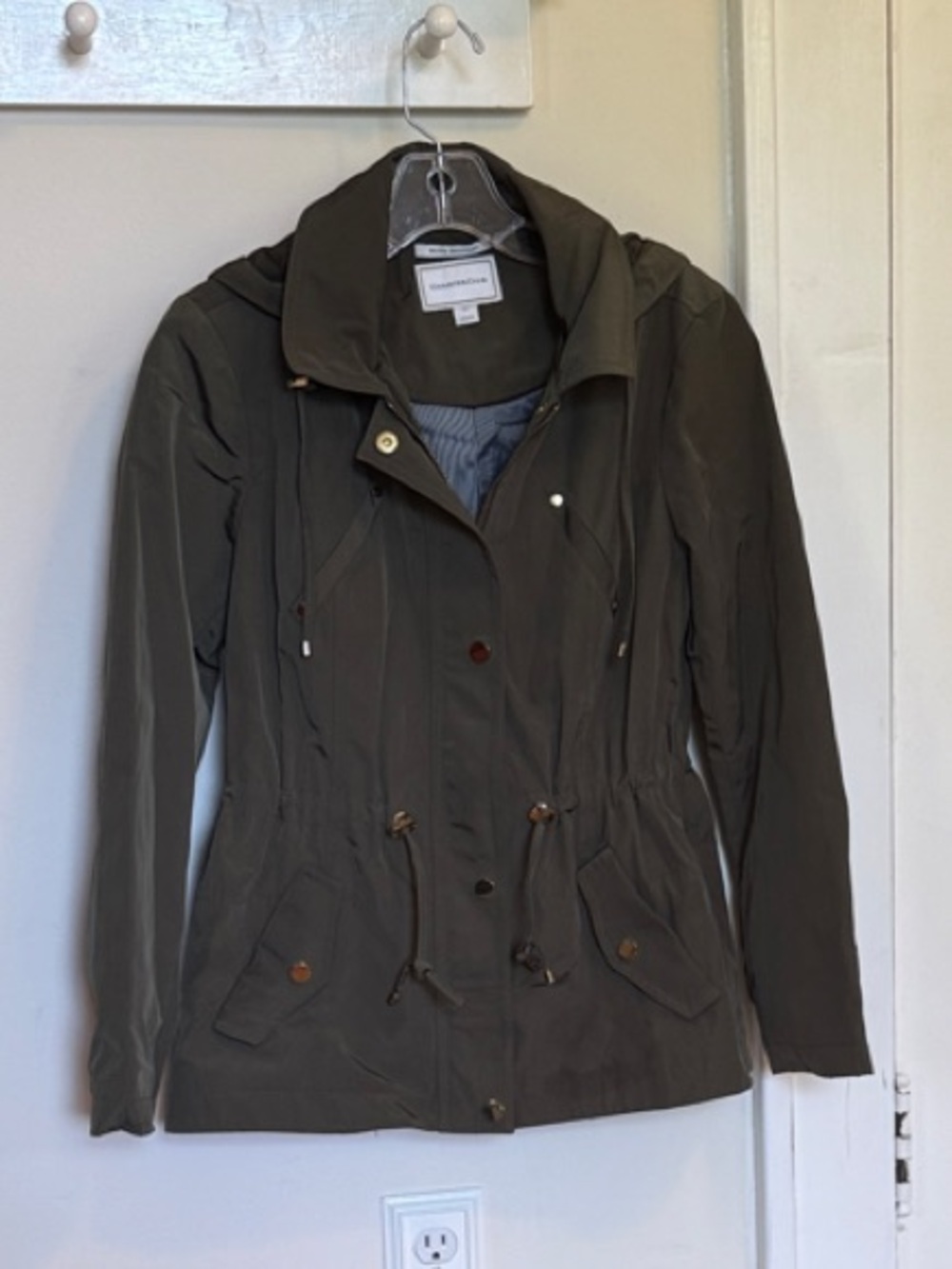 Charter Club Olive Green Water Resistant  Utility Jacket with Drawstring Waist